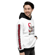 Load image into Gallery viewer, StormyBman: AOP Unisex Hoodie (WHITE/BLACK)