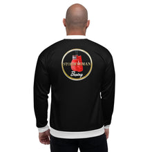 Load image into Gallery viewer, StormyBman AOP Unisex Bomber Jacket (BLACK)