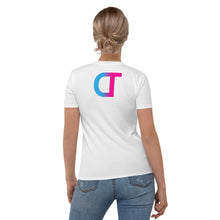 Load image into Gallery viewer, DREW TITAN: DT FITNESS Women's AOP T-shirt (WHITE/PINK)
