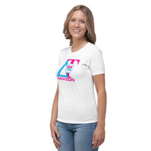 Load image into Gallery viewer, DREW TITAN: DT FITNESS Women's AOP T-shirt (WHITE/PINK)