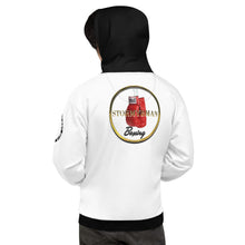 Load image into Gallery viewer, StormyBman: AOP Unisex Hoodie (WHITE/BLACK)
