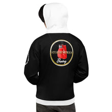 Load image into Gallery viewer, StormyBman: AOP Unisex Hoodie (BLACK/WHITE)
