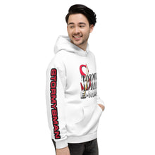 Load image into Gallery viewer, StormyBman: AOP Unisex Hoodie (WHITE)
