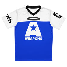 Load image into Gallery viewer, A-Weapons AOP V-Neck T-Shirt (Blue/White)
