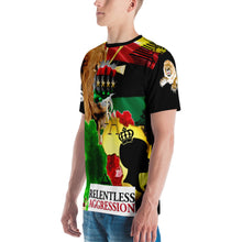 Load image into Gallery viewer, AWEAPONRY: RELENTLESS AGGRESSION AOP T-shirt (BLACK)
