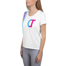 Load image into Gallery viewer, DREW TITAN: DT ATHLETICS WOMENS AOP T-SHIRT (WHITE/PINK)

