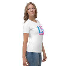 Load image into Gallery viewer, DREW TITAN: DT FITNESS Women's AOP T-shirt (WHITE/PINK)
