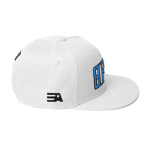 Load image into Gallery viewer, BFTB GRAVEYARD Snapback Hat (WHITE/BLUE)

